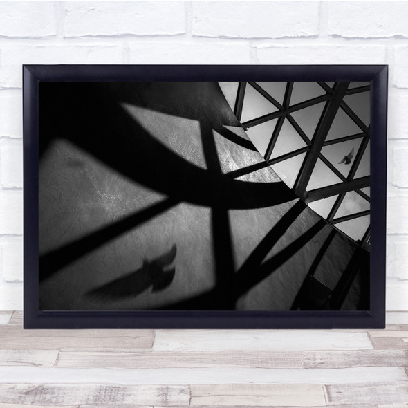 Birds Creative Black and white Geometry Shadow Lines Wall Art Print