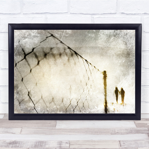 Fence Couple Mood Mono Landscape Edit Figure Figures Wall Art Print