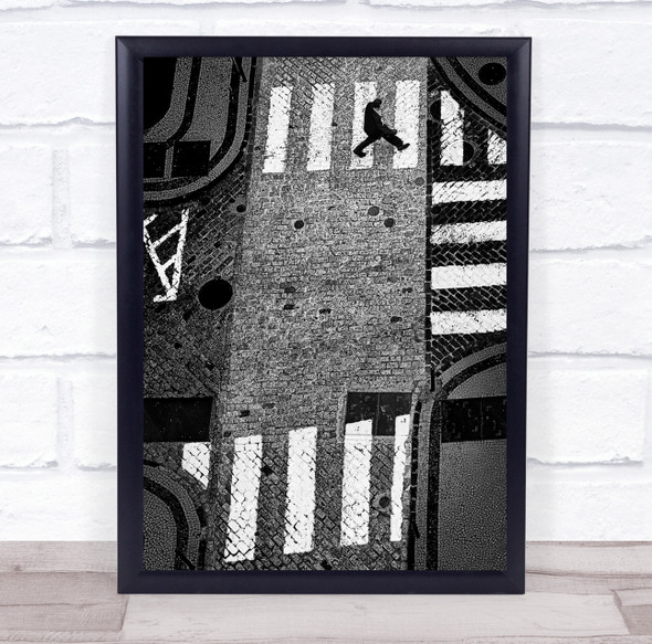 Funchal Man Crossroad Walking Stones Street Portugal Wall Art Print