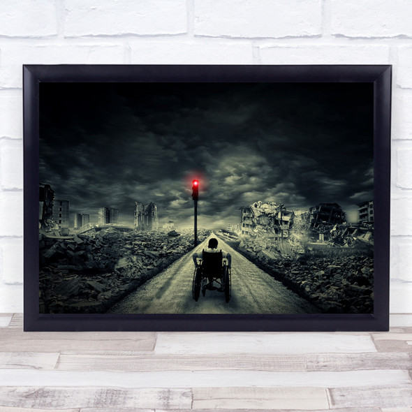 Hope War Peace Way Ruin Red Light Clouds Fear Weapon Wall Art Print