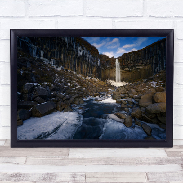 Landscape Waterfall Winter Cold Rock Rocks Formation Wall Art Print