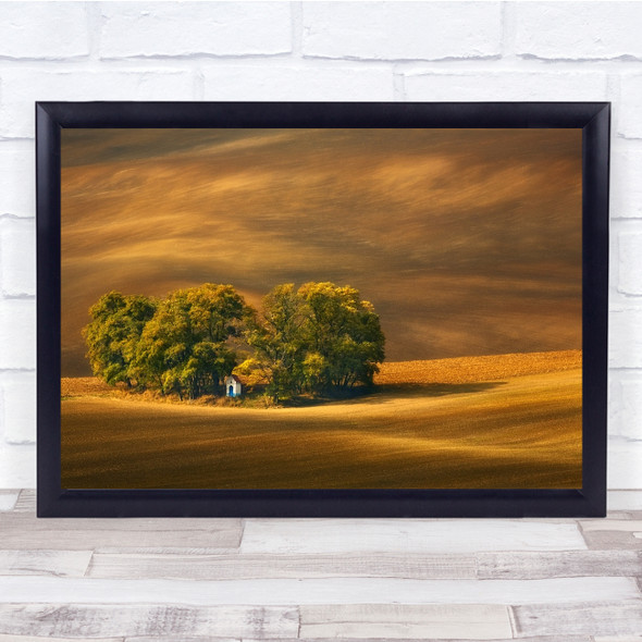 Fields Landscape Trees Chapel Agriculture Religious Wall Art Print