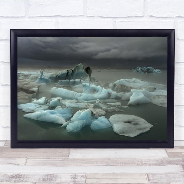 Iceland Ice Travel Landscape Seascape Iceberg Frost Wall Art Print