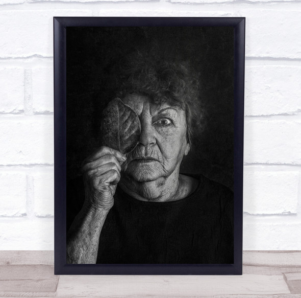 Moody Woman Conceptual Old Up To Date leaf over eye Wall Art Print