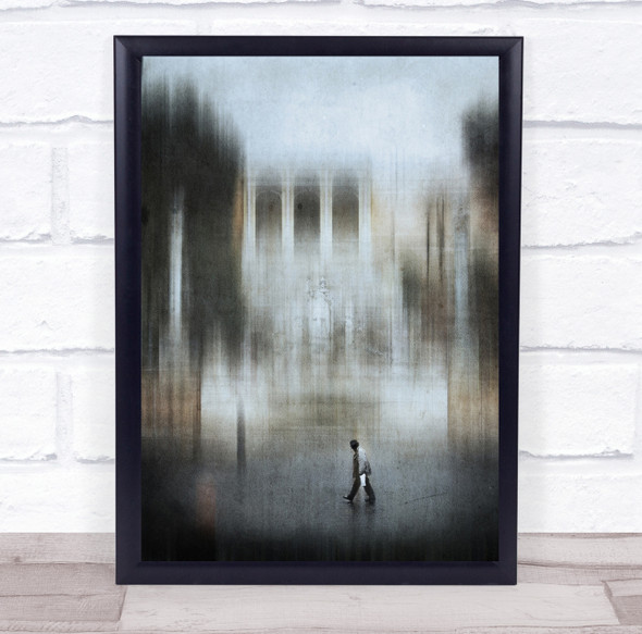 Piazza Del Popolo Roma blurry buildings man walking Wall Art Print