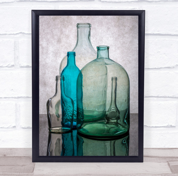 Still Life With Different Transparent Glass Bottles Wall Art Print