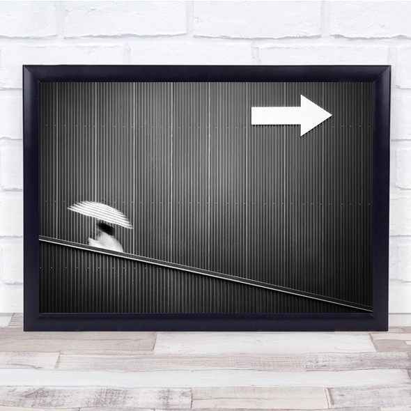 Street Wrong Way Cascina Italy Arrow woman umbrella Wall Art Print