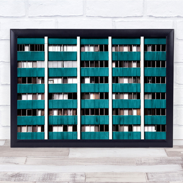 Turquoise Wall Metal Windows Geometry Lines Stripes Wall Art Print