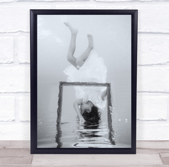 Underwater Love little girl reflection frame ripple Wall Art Print