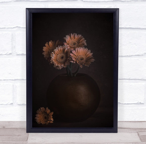 Vase Flowers Spring Yellow Brown Still-Life Delight Wall Art Print