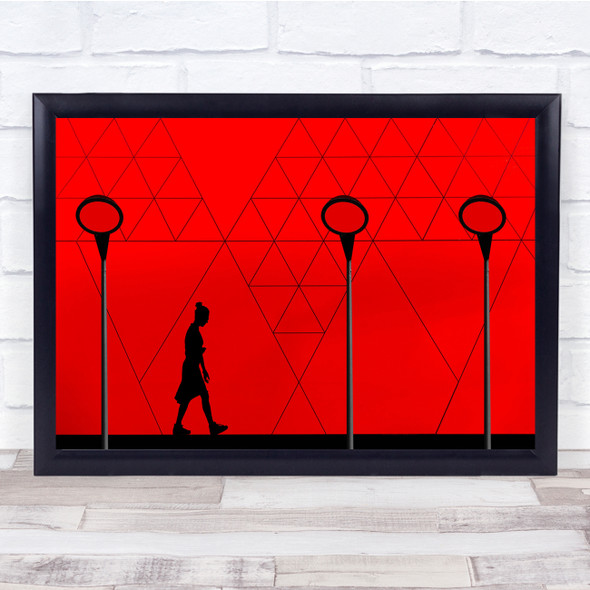 Abstract Architecture Woman Red Museum Street Lamp Wall Art Print