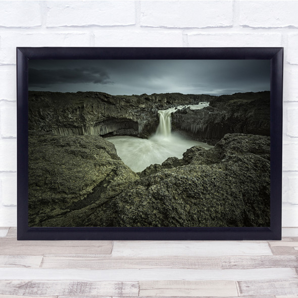 Aldeyjarfoss Iceland Waterfall Water Flowing Rocks Wall Art Print