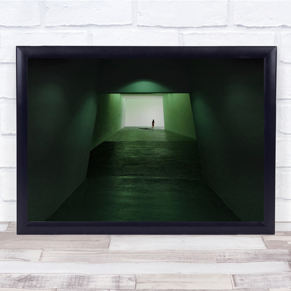 Architecture Abstract Shadow Woman Green Vanishing Wall Art Print