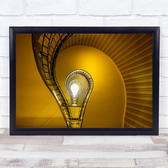 Architecture Bulb Spiral Abstract Staircase yellow Wall Art Print