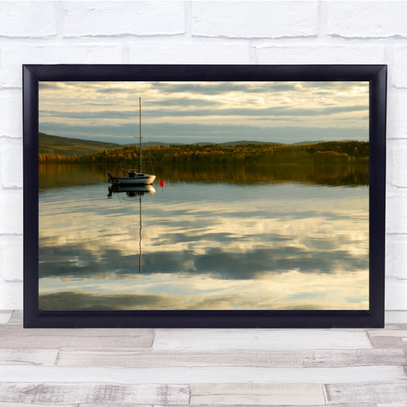 Boat Water Autumn Siljan Sweden Sailboat Fall Lake Wall Art Print