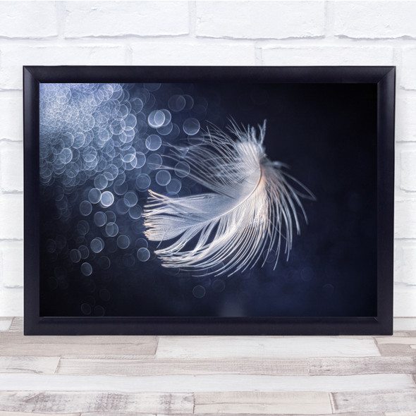 Close-Up Reflection Bokeh Feather Macro Still Life Wall Art Print