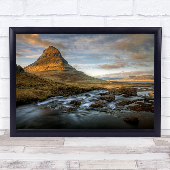 Iceland Mountain Landscape Nature Water Top Summit Wall Art Print
