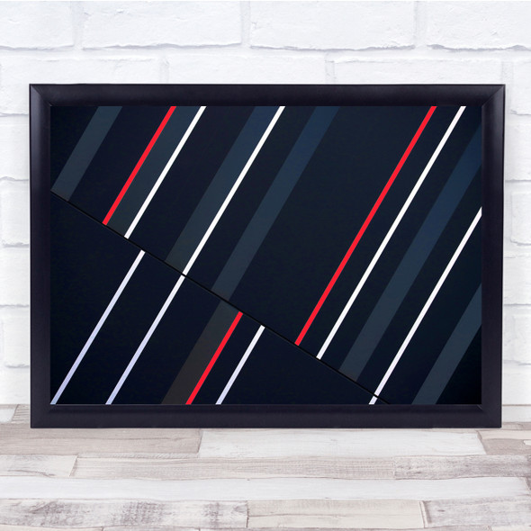 Red Lines Geometry Shapes Graphic Diagonal Stripes Wall Art Print