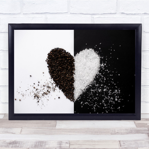 Salt Pepper Abstract Heart Half Romantic Valentine Wall Art Print