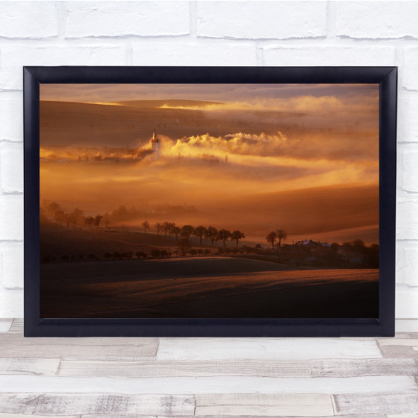 Slovakia Landscape Church Chapel Gold Morning Dawn Wall Art Print