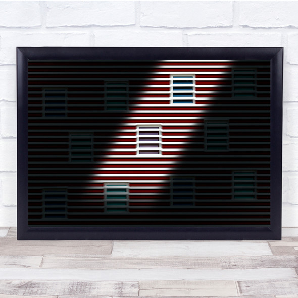 Abstract Architecture Wall Lines Windows Red Line Wall Art Print