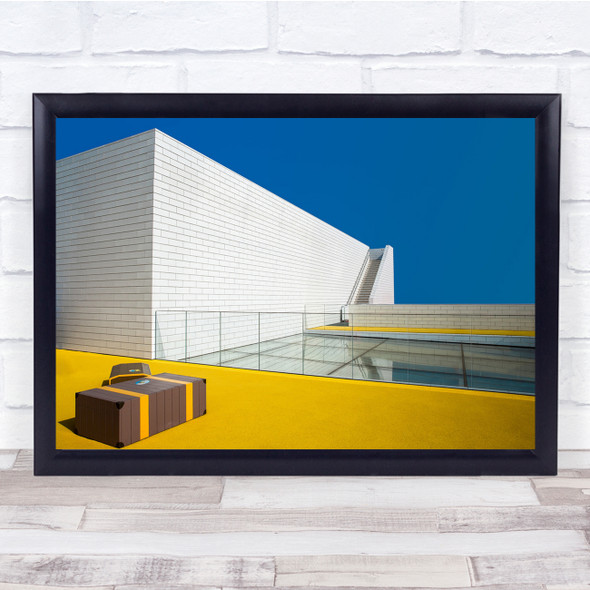 Architecture Staircase Lego House Yellow Suitcase Wall Art Print