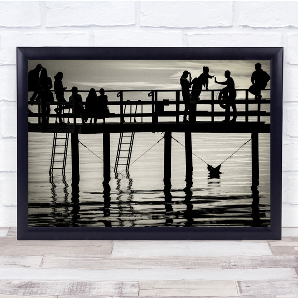Evening Entertainment People Pier over sea Ladder Wall Art Print