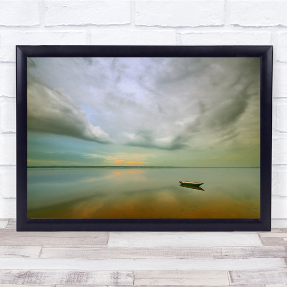 Landscape Boat Lonely Seascape Minimalism Rowboat Wall Art Print