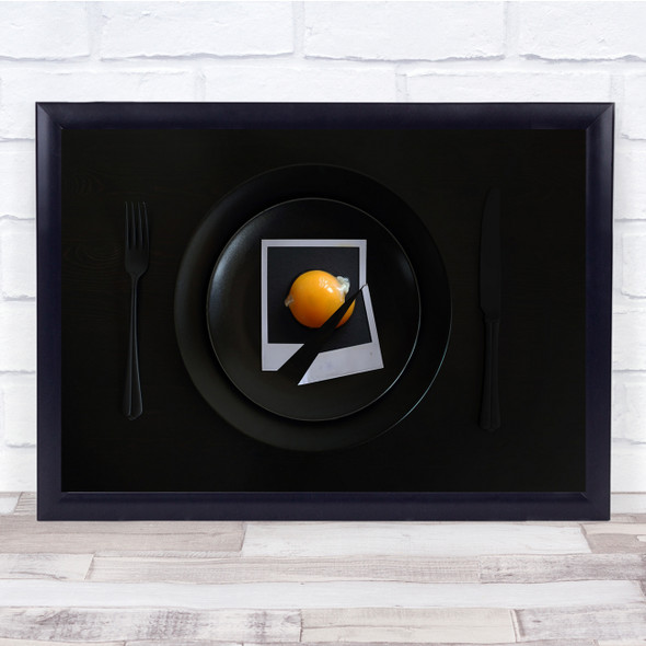 Still Life Photo Egg Yolk Plate Kitchen Food Fork Wall Art Print