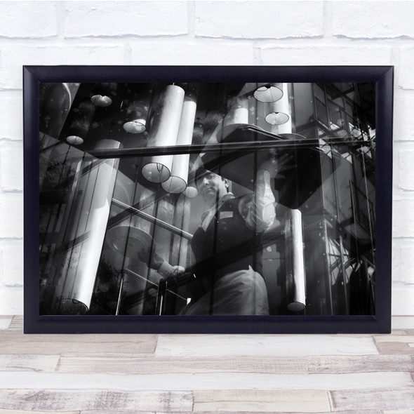 The Waiter Holding tray and plates Hanging lights Wall Art Print