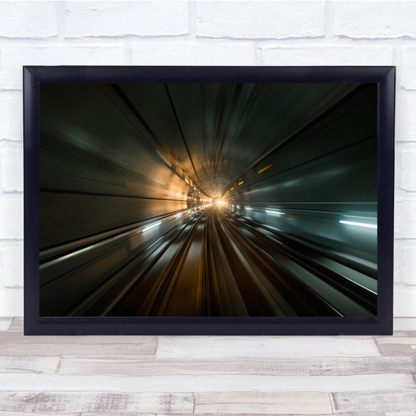 Train Railway Street Encounter light streaks fast Wall Art Print