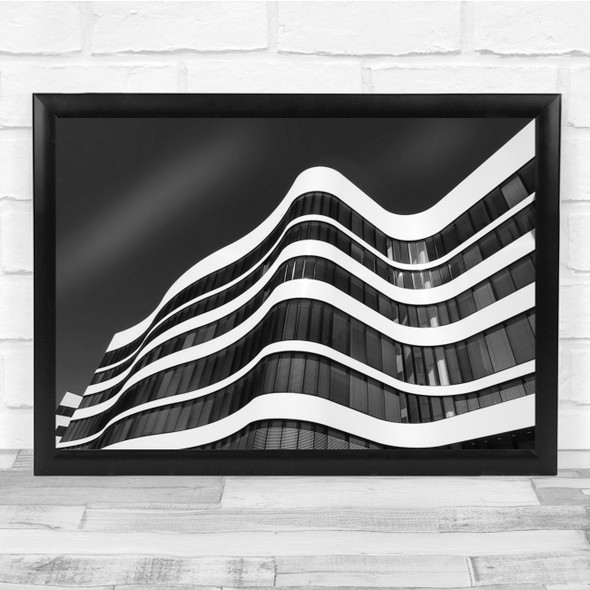 Waves Black & White Contrast Facade Wall Building Wall Art Print