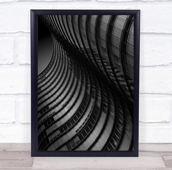 Architecture Black White Lines Waves Facade Dark Wall Art Print