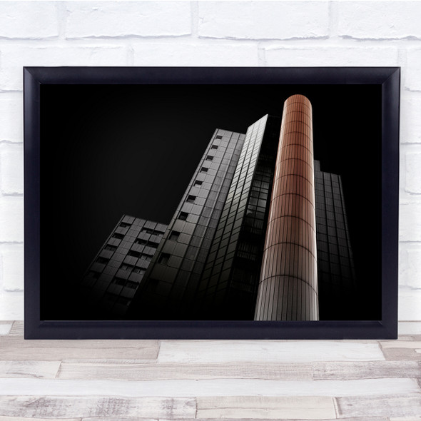 Architecture Dark Chimney Office Modern Vignette Wall Art Print