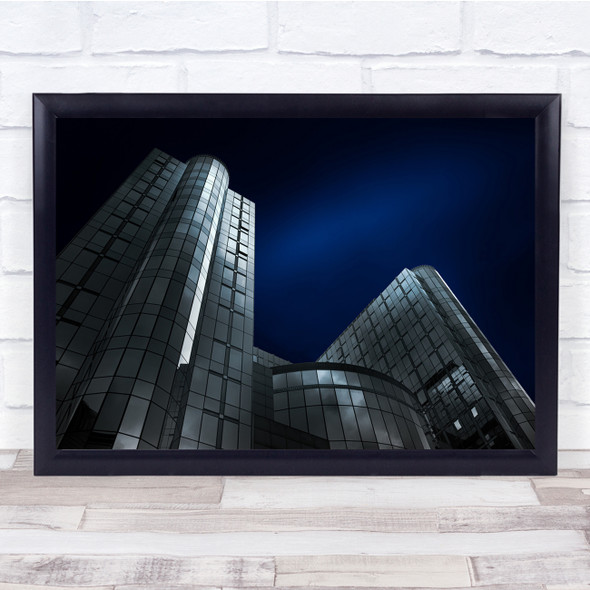 Architecture Glass Blue Urban Cityscape Building Wall Art Print