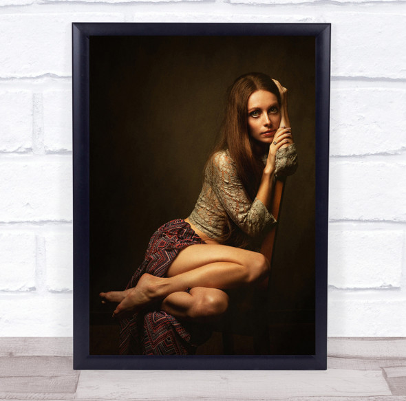 Girl Woman Model Portrait Sit Sitting Chair Anna Wall Art Print