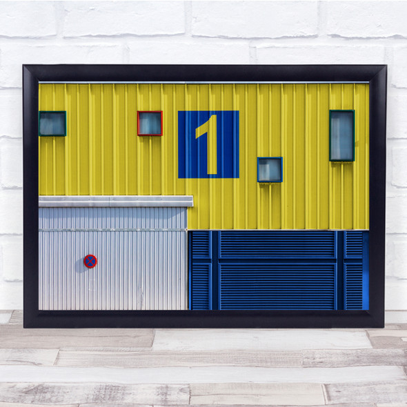 Graphic Architecture One Number Sign Yellow Blue Wall Art Print