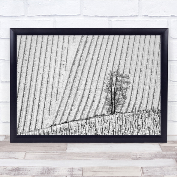 January The Second snow fields lonely tree White Wall Art Print