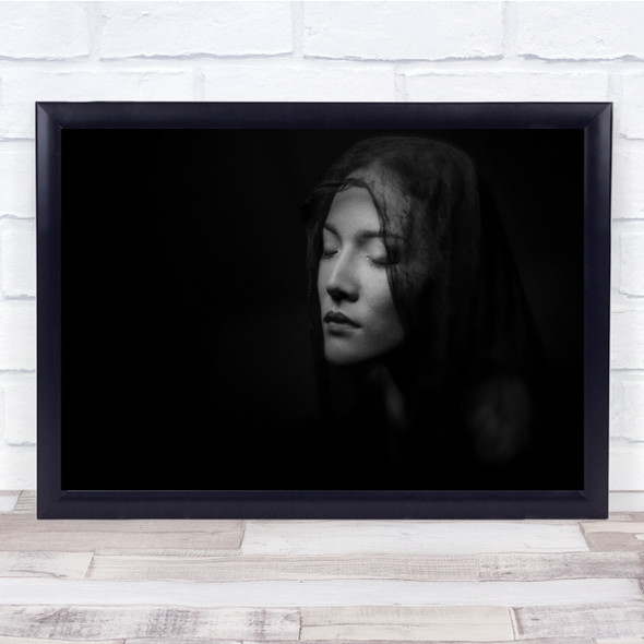 Portrait Headshot Mood Black & White Female Noir Wall Art Print