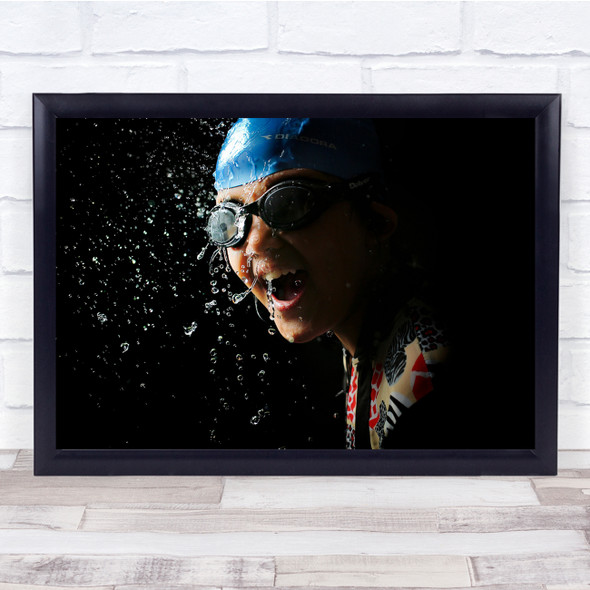 Swimmer Cheering happy expression sport close up Wall Art Print