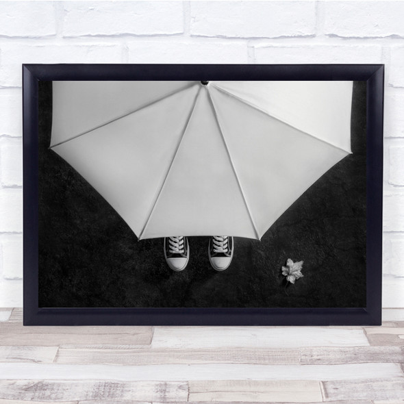 Umbrella Black White Light Concept Texture Shoes Wall Art Print