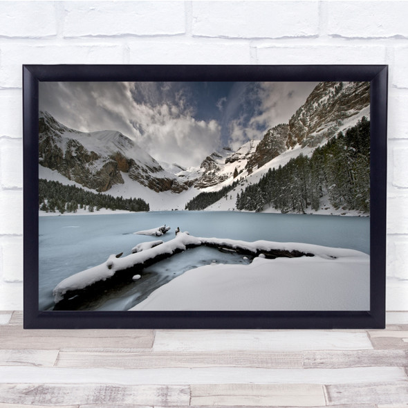 Winter Landscape Snow Lake Frozen Snowy Mountain Wall Art Print