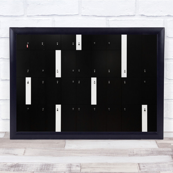 Abstract Lockers Keychain Black & White stripes Wall Art Print