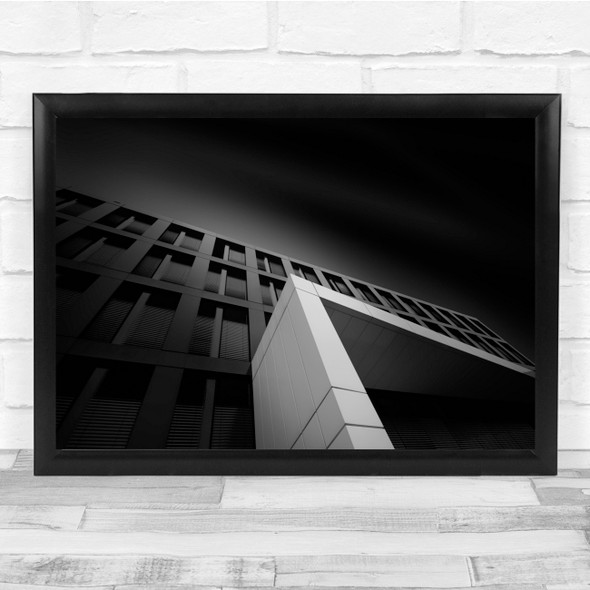 Architecture Dark Office Building Black & White Wall Art Print