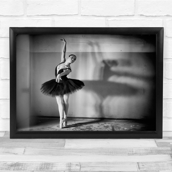 Ballerina Performance Black & White Shadow Pose Wall Art Print