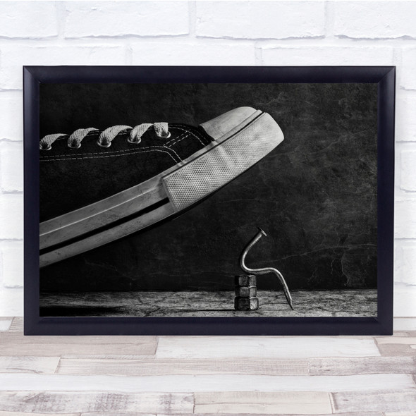 Black & White Texture Shoe Concept Intimidation Wall Art Print