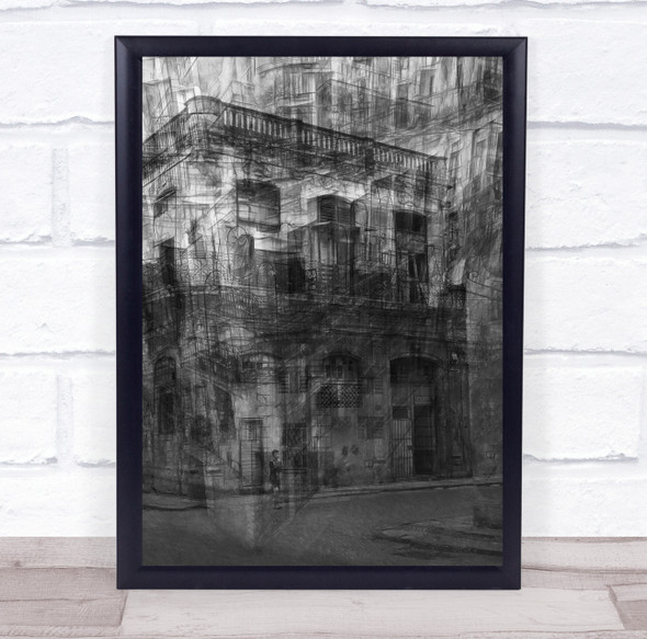 Como Un Sueapo blurred building black and white Wall Art Print