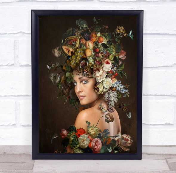 Flowers Lady Woman Girla Beauty Butterfly Sabla Wall Art Print