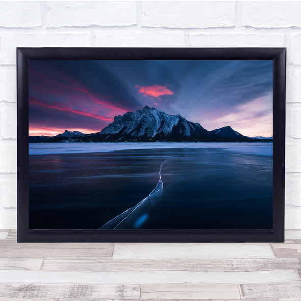 Frozen Ice Sunrise Mountain Dawn Lake landscape Wall Art Print