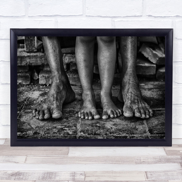 Harmony men and boys feet dirty black and white Wall Art Print